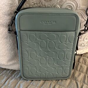 Coach Embossed Crossbody Bag in Sage Green
